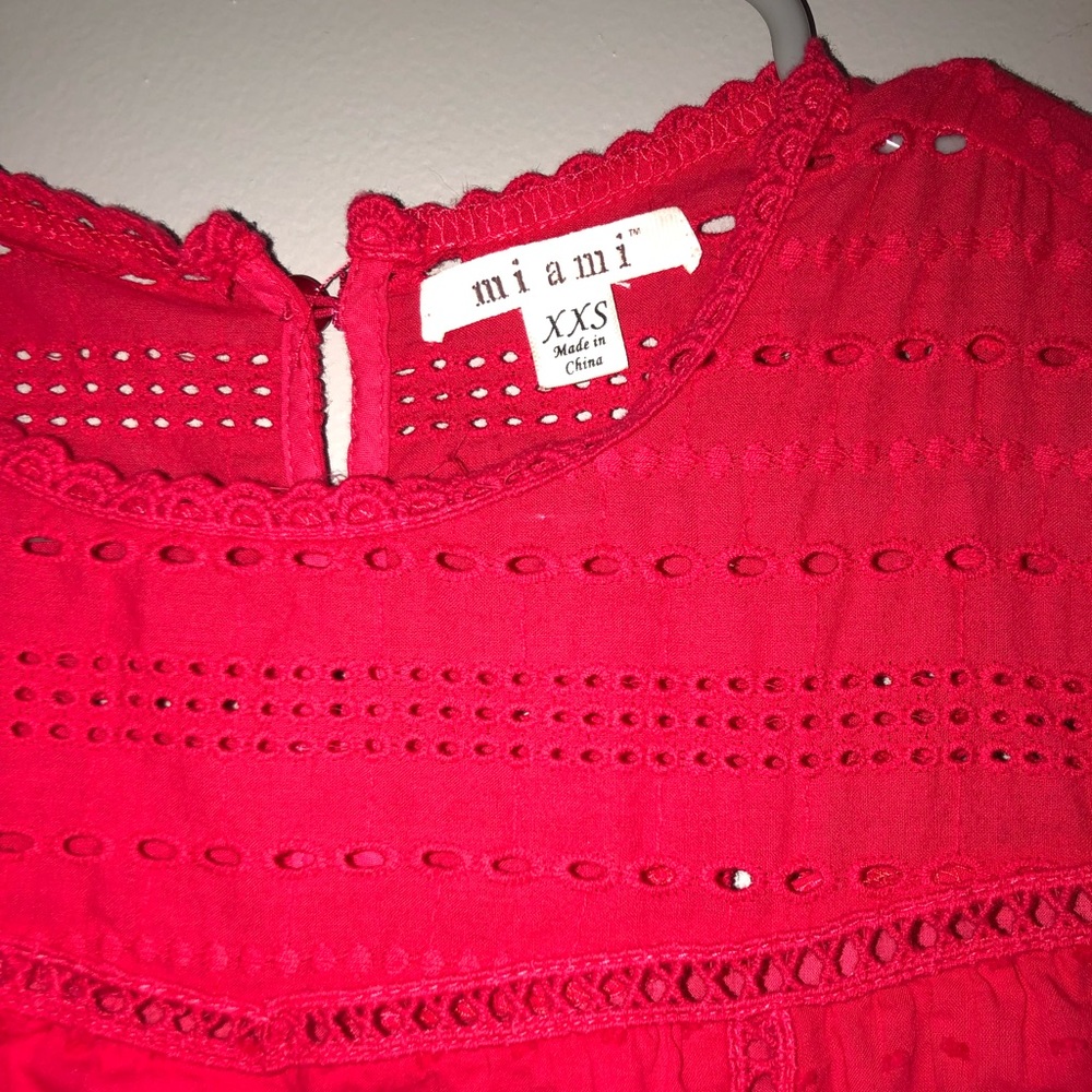 Women's deep Raspberry Mini embroidered dress - Picture 4 of 4